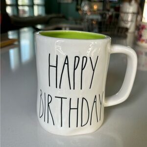 Rae Dunn White lime green Happy Birthday' Mug Hard to find